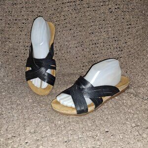 EL NATURALISTA-Strappy Zumaia Slides-Black Leather-Size 40-9/9.5-Excellent
